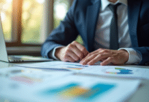 Personne en costume analysant des graphiques financiers