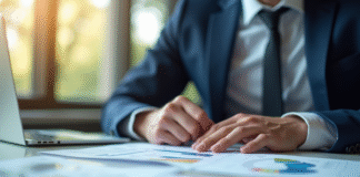 Personne en costume analysant des graphiques financiers