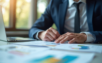 Personne en costume analysant des graphiques financiers