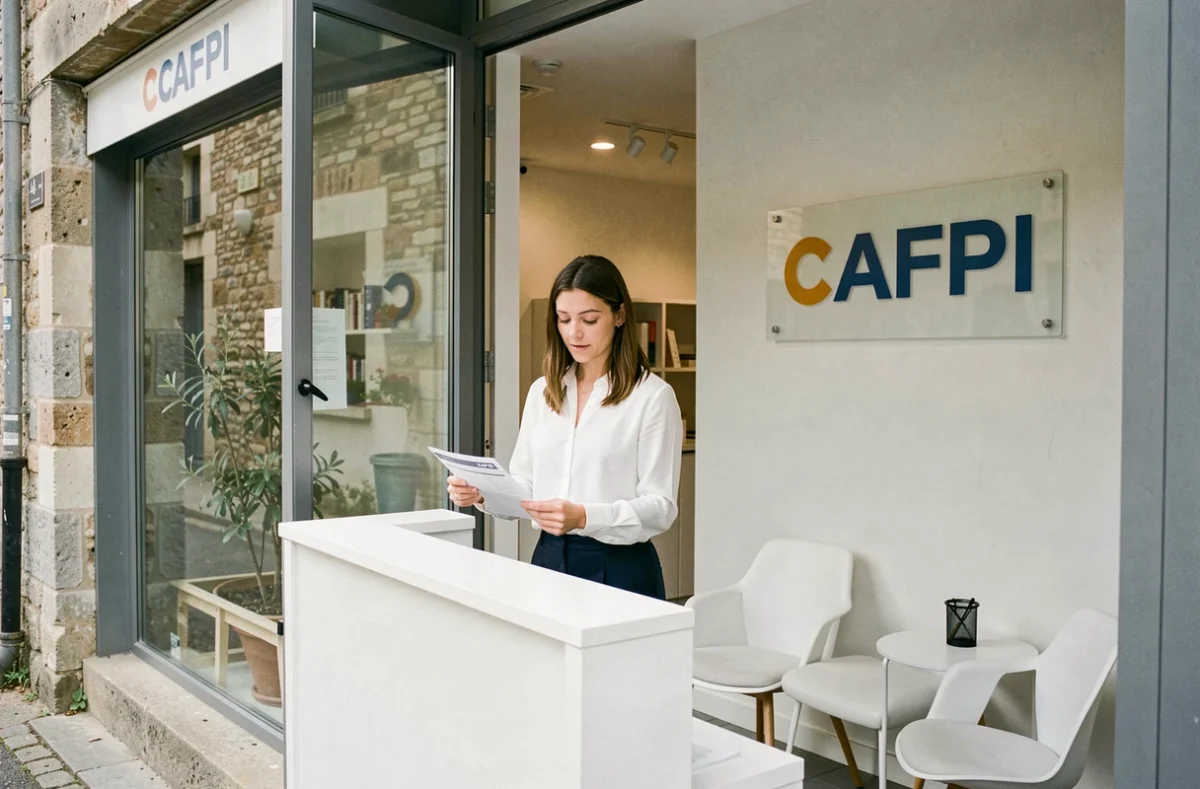 Conseillère de l'agence CAFPI Ayen accueillant un client pour un dossier de crédit immobilier en Corrèze