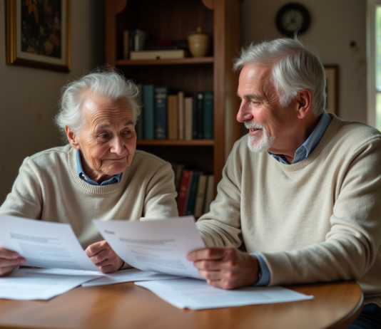 Aides pour retraités : toutes les options disponibles en France Couple retraité à Paris examinant des documents dans un appartement