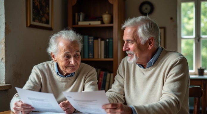 Aides pour retraités : toutes les options disponibles en France Couple retraité à Paris examinant des documents dans un appartement