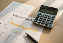 Photo de documents financiers et calculatrice sur un bureau lumineux