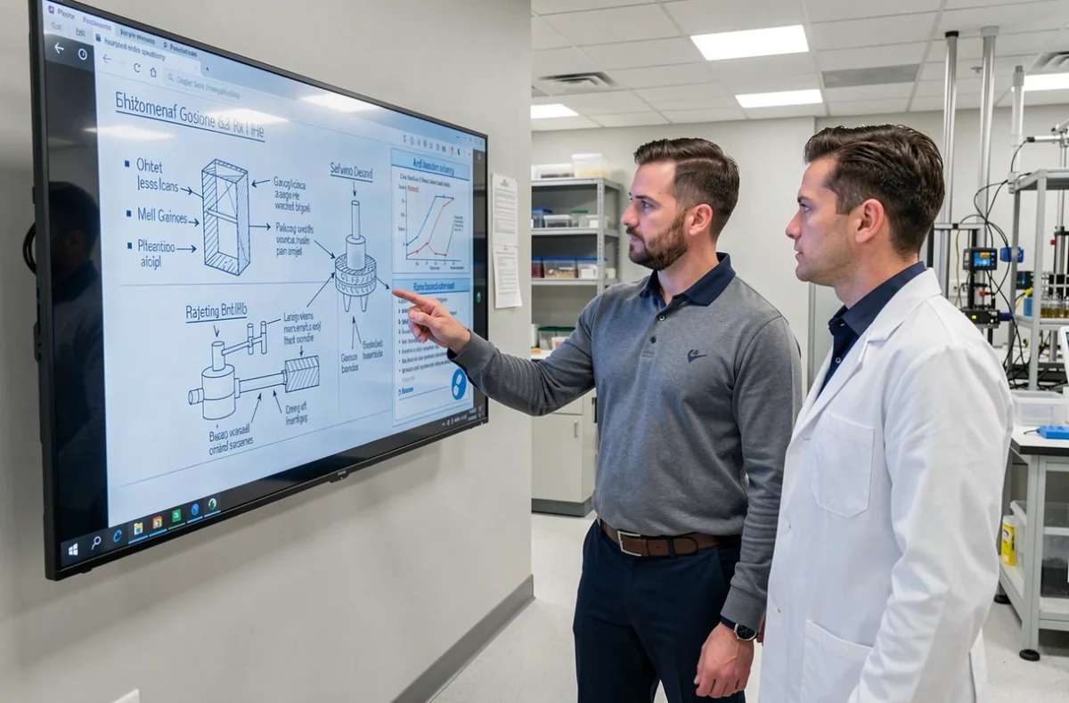 Équipe de recherche Europlasma collaborant sur les perspectives technologiques et le financement de projets plasma en laboratoire