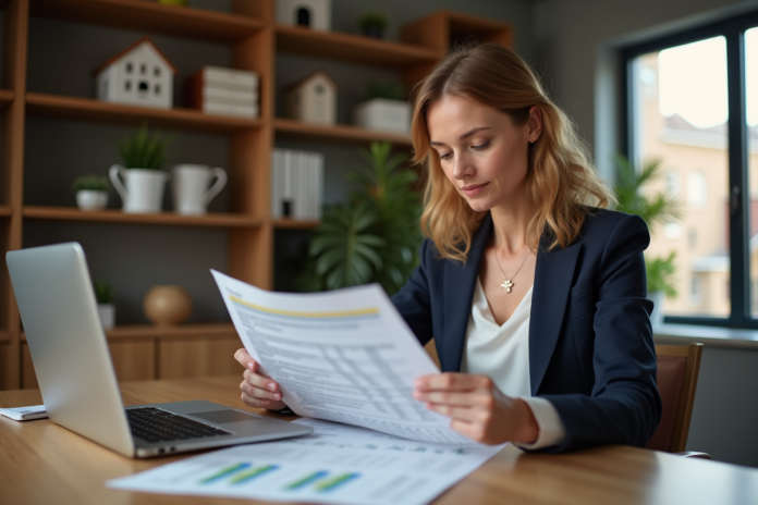 femme-bureau-organisation Femme professionnelle en bureau organisé et calme
