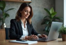 Meilleure crypto à investir en 2025 : Conseils d’experts pour optimiser votre portefeuille Femme confiante analysant des graphiques crypto au bureau