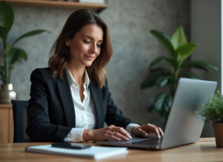 Meilleure crypto à investir en 2025 : Conseils d’experts pour optimiser votre portefeuille Femme confiante analysant des graphiques crypto au bureau