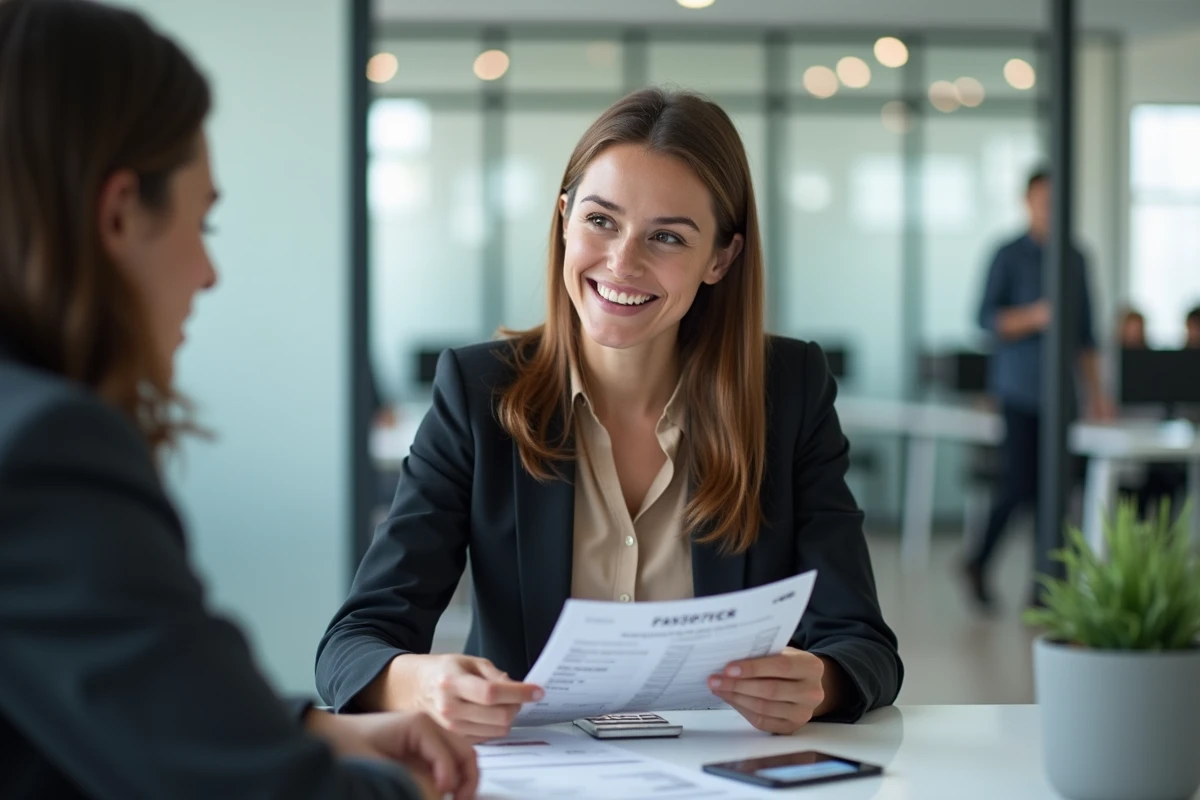 Femme professionnelle discutant de salaire au bureau