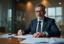 Retirer 50.000 euros sans souci : les étapes à suivre pour une transaction réussie Homme d'affaires en costume dans une banque moderne