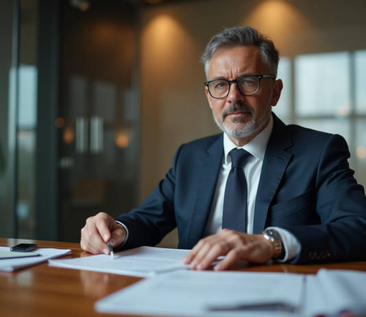 Retirer 50.000 euros sans souci : les étapes à suivre pour une transaction réussie Homme d'affaires en costume dans une banque moderne