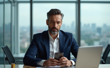 Homme le plus riche en Bitcoin : Qui le détient en 2025 ? Homme d'affaires en costume avec smartphone Bitcoin