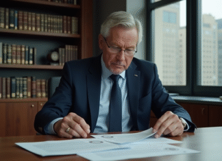 La régulation des créances publiques : rôle et importance Homme d'affaires en costume bleu examinant des documents officiels