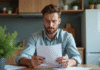 Compte bancaire avec mauvais crédit : quel choisir ? Homme d age late 30s examine documents financiers