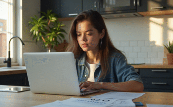 Prêt personnel avec score de crédit 640 : les possibilités à connaître Jeune adulte regardant un ordinateur avec un score de crédit 640