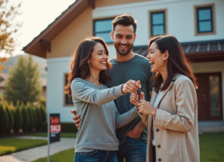 Comment devenir propriétaire sans argent : astuces et conseils Jeune couple heureux recevant les clés de leur maison