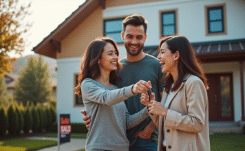 Comment devenir propriétaire sans argent : astuces et conseils Jeune couple heureux recevant les clés de leur maison