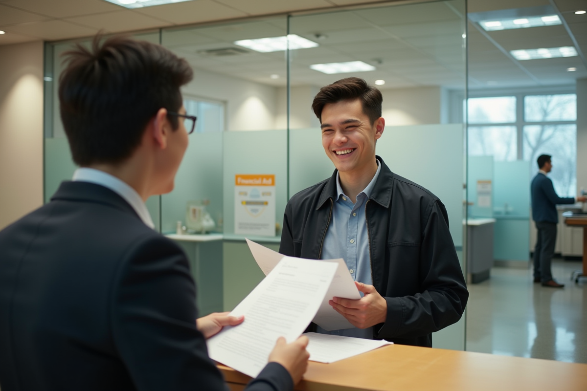 Jeune homme discutant avec un conseiller dans un bureau universitaire