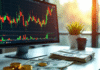 Ecran d'ordinateur avec graphiques de cryptomonnaies et bitcoins
