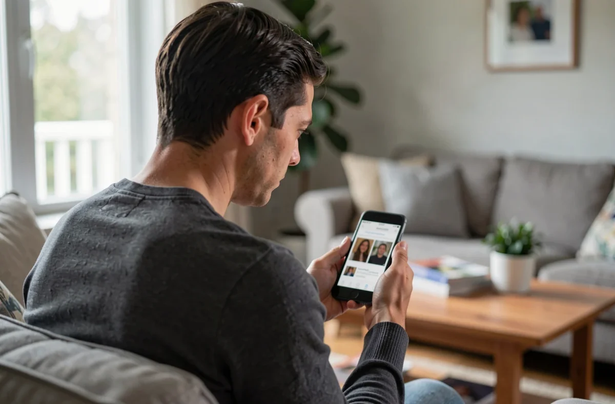Personne regardant avec méfiance un message reçu sur son téléphone