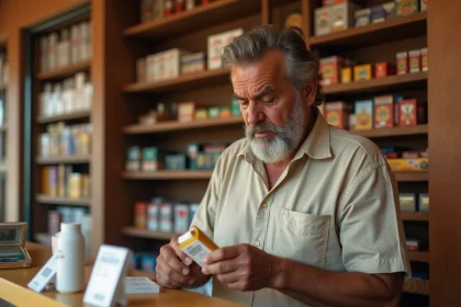 Homme hésitant devant un paquet de cigarettes dans un bureau de tabac espagnol en 2026